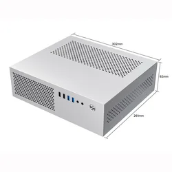 Compact Mini HTPC Gaming Chassis with 1U Power Supply Support, 7.3L Capacity (Silver)