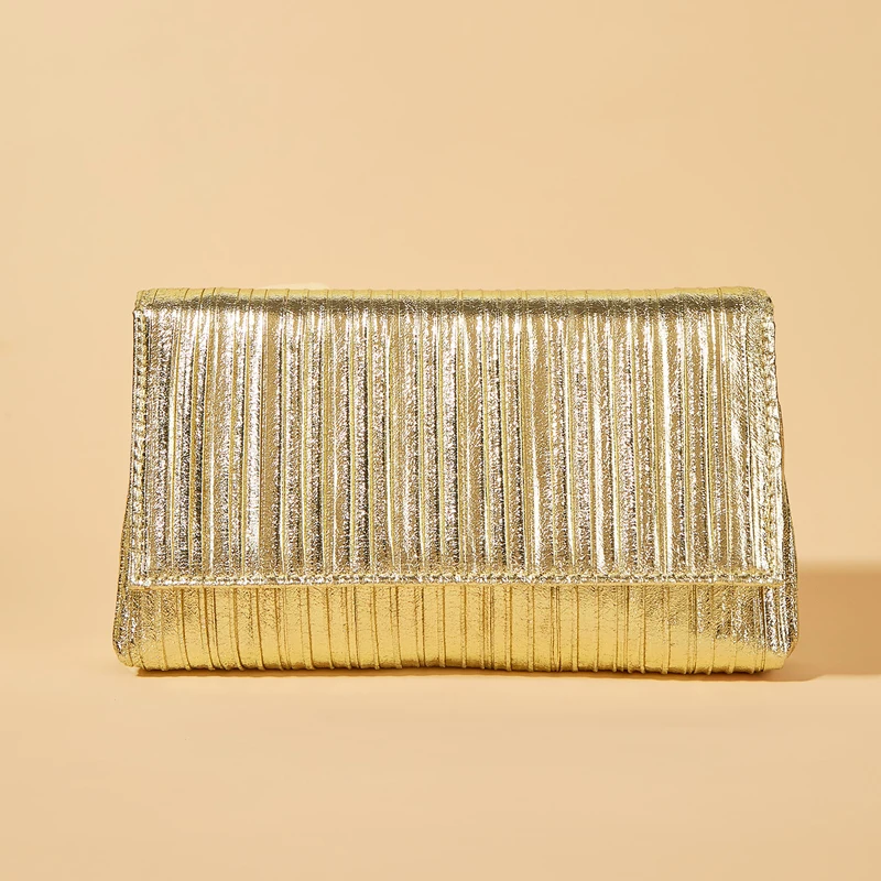 

Fashion PU Women Day Clutch Cover Chain Shoulder Evening Bag New Arrival Handbags Ruched Female Purse