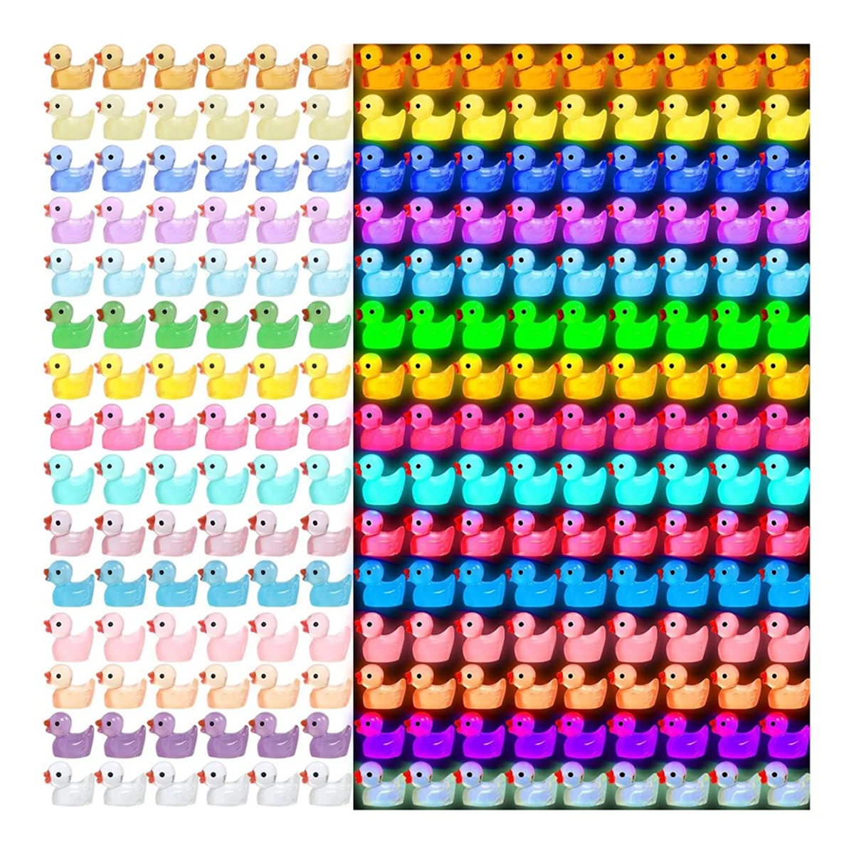 CHCH 200 PCS 빛나는 미니 수지 오리는 정원 크리스마스 생일 파티 DIY 장식 공예에 대 한 어두운 작은 오리에 빛나는