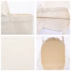 Large Capacity Canvas Shoulder Handbag Folding Eco-Friendly Cotton Tote Bags Reusable DIY Shoulder Bag Grocery Bag Beige White 3