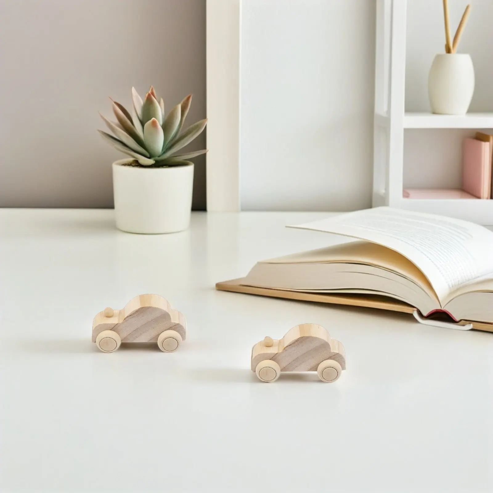 12Pcs 나무 DIY 미완성 자동차 어린이 그림 공예 손으로 그린 ??낙서 자동차 장식품 학습 재미 나무 장난감 자동차