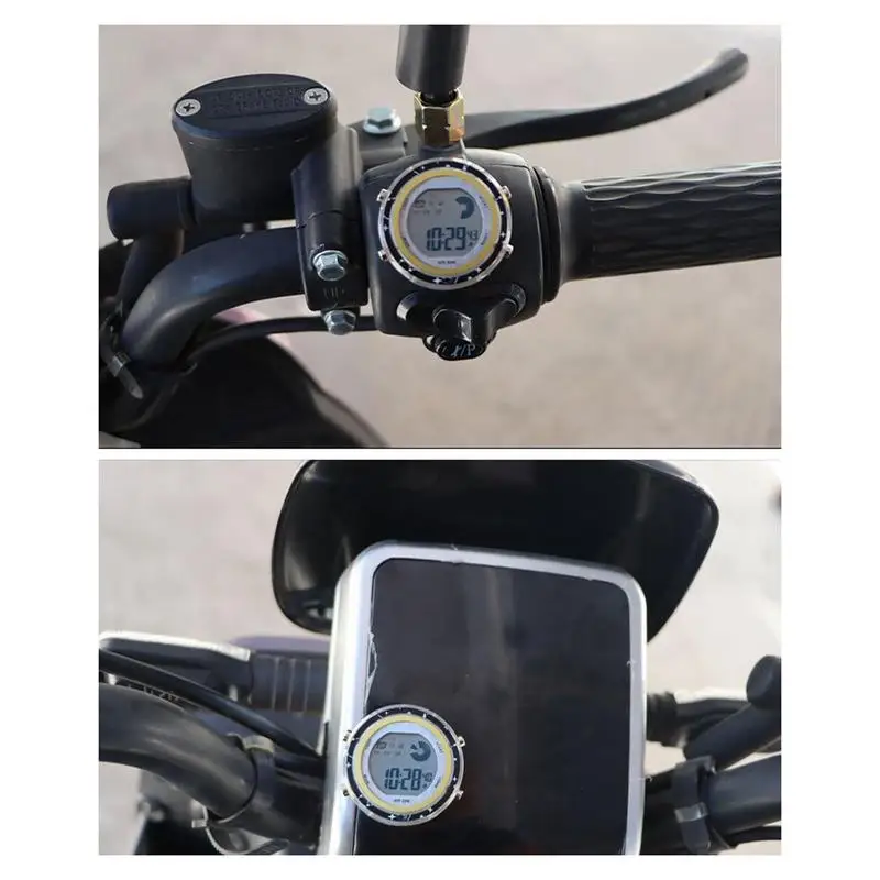 Orologio digitale da moto multifunzionale portatile Stick On Mount Watch antipioggia luce notturna ornamento accessori per auto da bici