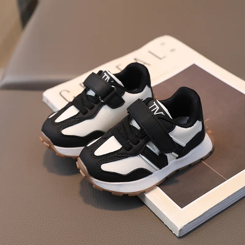 Children's Spring New Leather Upper Sneakers Kids Non-Slip Casual Shoes Boys Girls Soft Sole Students Tennis Toddler Sport Shoes