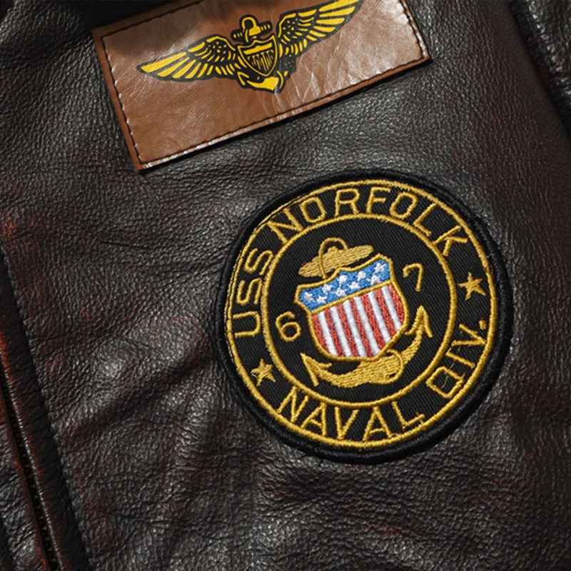 Men Leather Jacket Genuine leather men's G1 pilot jacket top layer cowhide motorcycle suit with cotton fur collar jacket