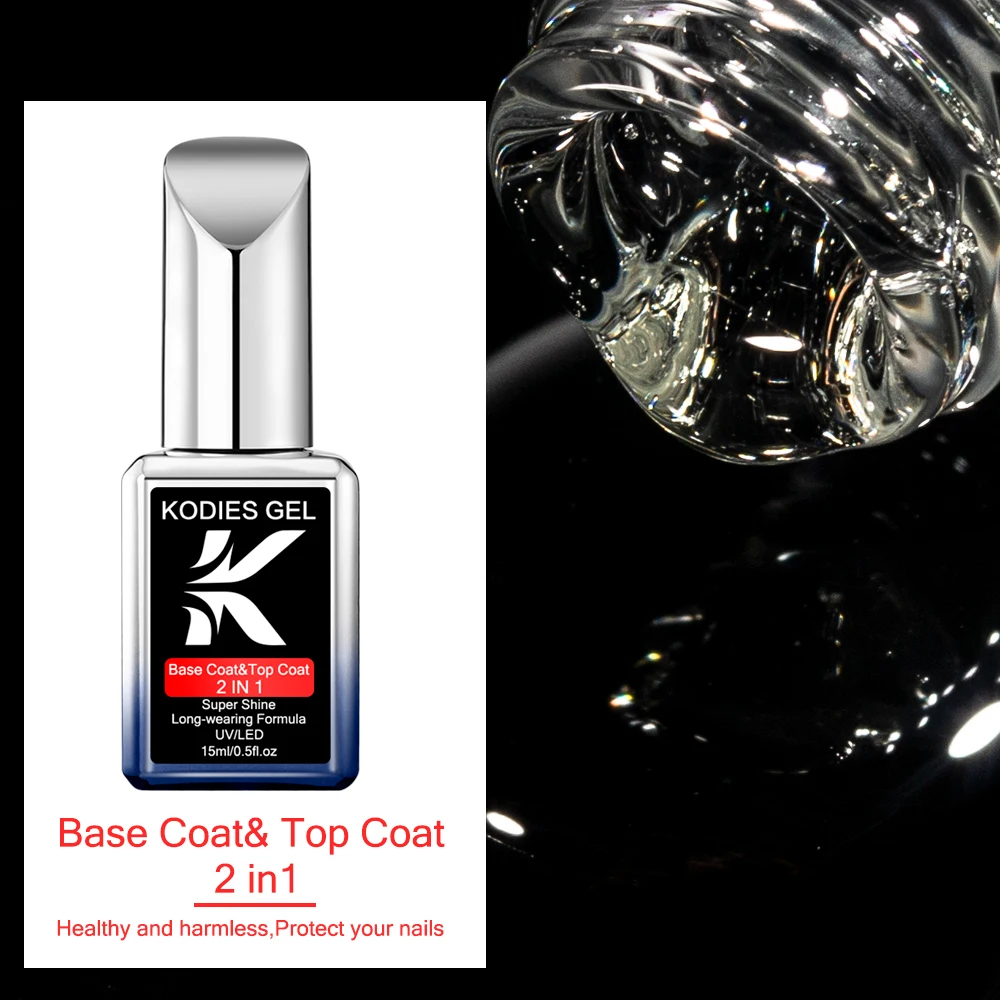 KODIES GEL New Formula Base Coat Top Coat 2 IN 1 Super Shine Gel Nail Polish Finish Sealer Long Lasting Manicure Repair Nail Art
