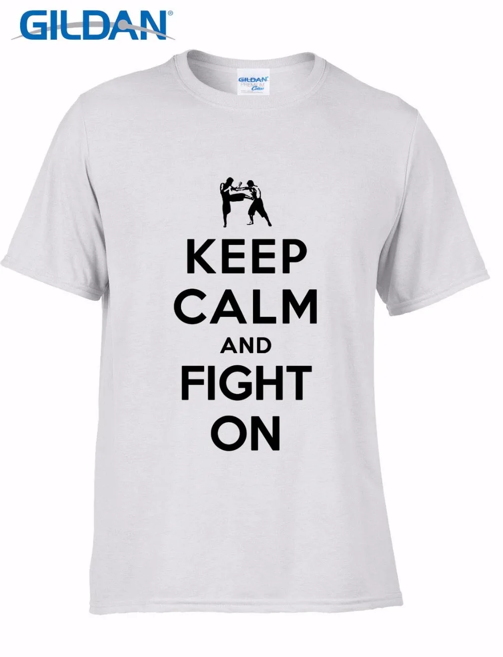 

New Arrival Men'S Hot Sale100 Cotton Fashion Funny Tees Men Short Keep Calm And Fight On Cool Tee Shirts Digital Printing