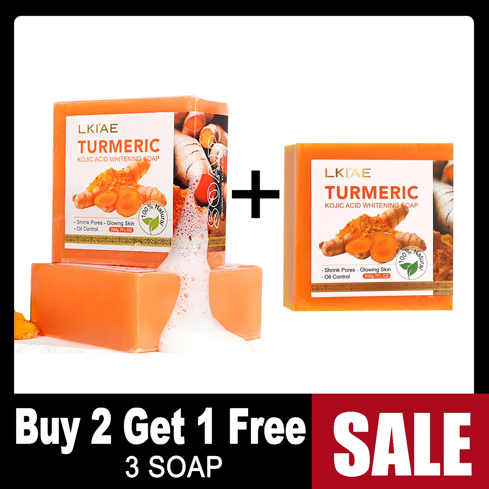 Natural Turmeric Whitening Body Wash, Deeply Clean Skin, Remove Dark Spot, Pimple, Acne, Smooth Skin, For Face & Body Soap Bar 5
