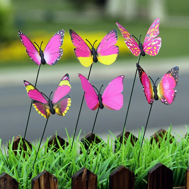 Piquets de papillon colorés pour décoration extérieure, simulation 3D,  jardinière de jardin, pots de fleurs, 10 pièces par ensemble - AliExpress