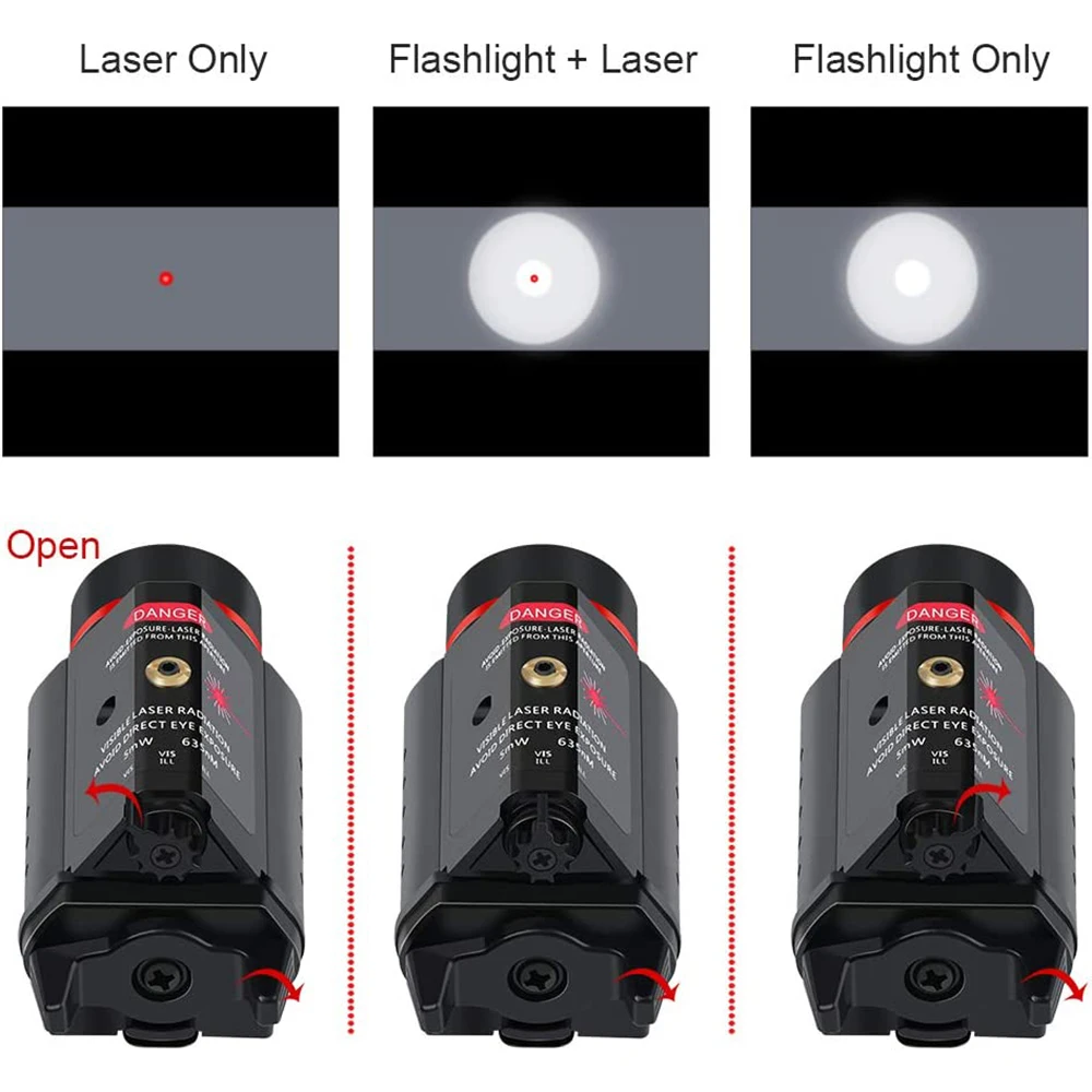 Red/Green Laser Weapon Light Combo 200 Lumen LED Tactical Flashlight with 20mm Picatinny Rail Mount for Pistol Handgun Rifle