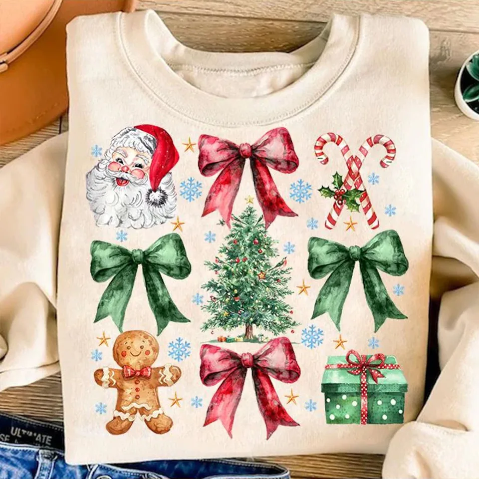 3Sheets Cute Christmas Iron On Patches - Santa, Tree, Gift Designs, Heat Transfer For DIY Shirts & Crafts - View #3