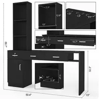 Barber Salon Station Wall Mount Hair Styling Salon Equipment Set Beauty Spa Furniture Set, Lockable Left Shelf, Mirror not 2