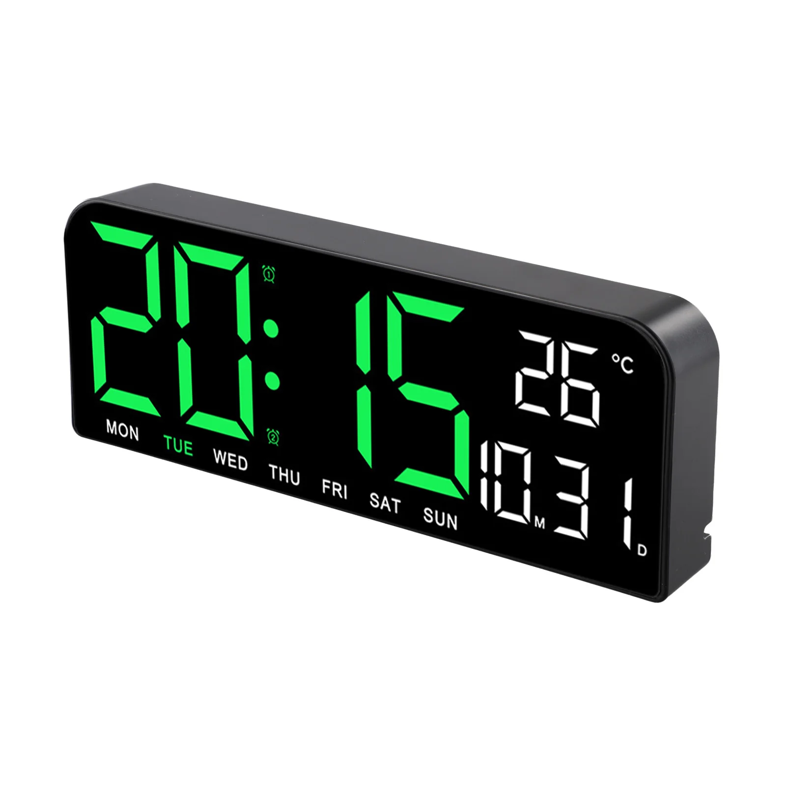 Modern Design Digital Wall Clock Alarm Clock With Timer Automatic Brightness Dimmer Date And Week Display Dual Alarm Function
