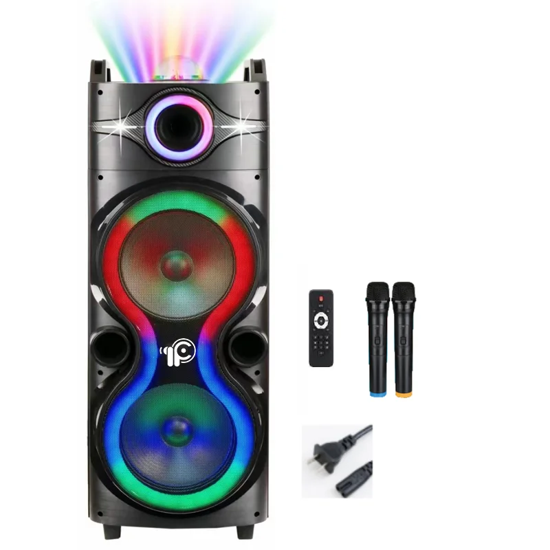 

GD-2012 Latest party Speaker Box Double 10 Inch 50w Horn Big TWS Woofer Projection lamp Speaker With Remote Control