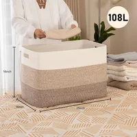 108L Super Large Blanket Basket, 25”x16”x16”(108L) Rectangle Woven Baskets for Storage 2