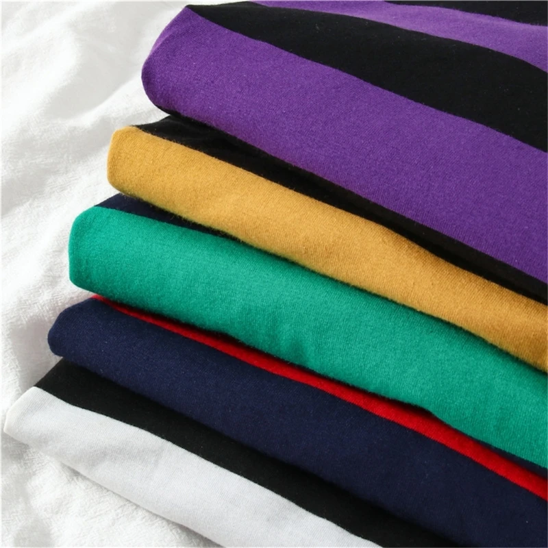 

M2EA Women Harajuku Long Sleeve T-Shirts Round Neck Pullover Tunic Top Aesthetic Colorblock Striped Oversized Loose Blouses