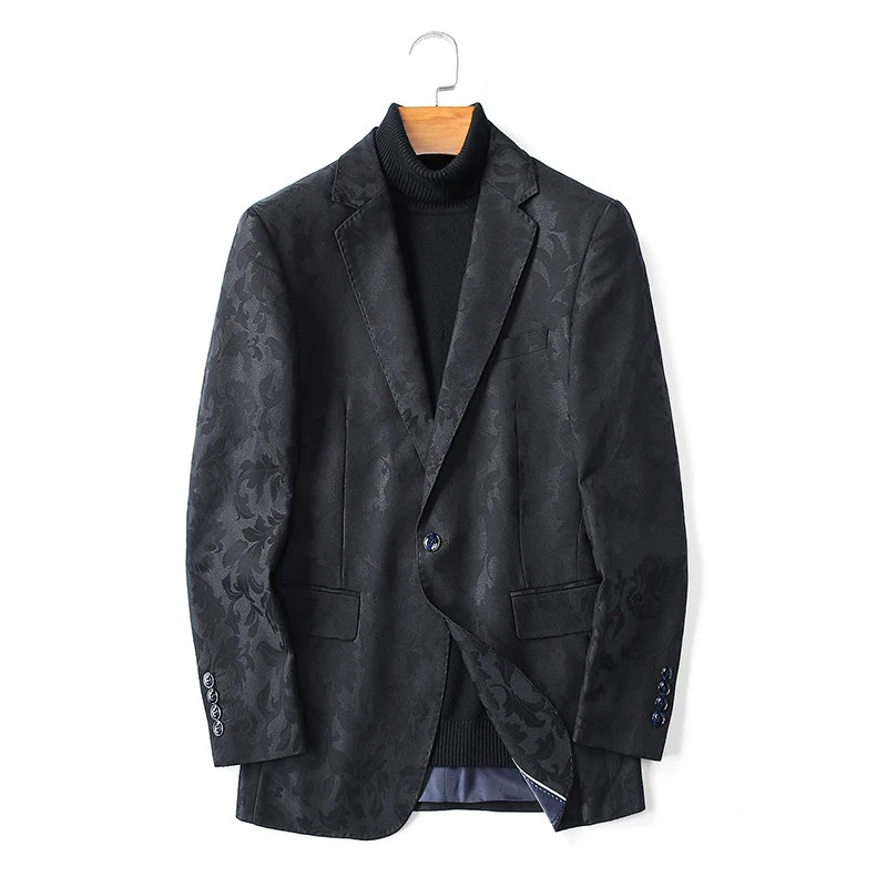 S-5XL High quality Men's fashion handsome Everything Business Everything Spring jacquard casual suit single West coat 5