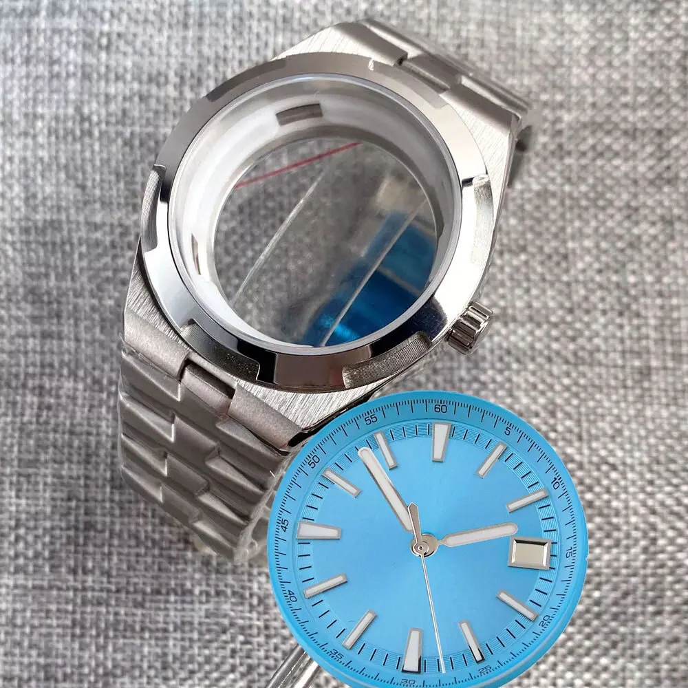 Enhanced Stainless Steel Watch Case with Sapphire Glass Back and Push-Pull Crown, 41MM
