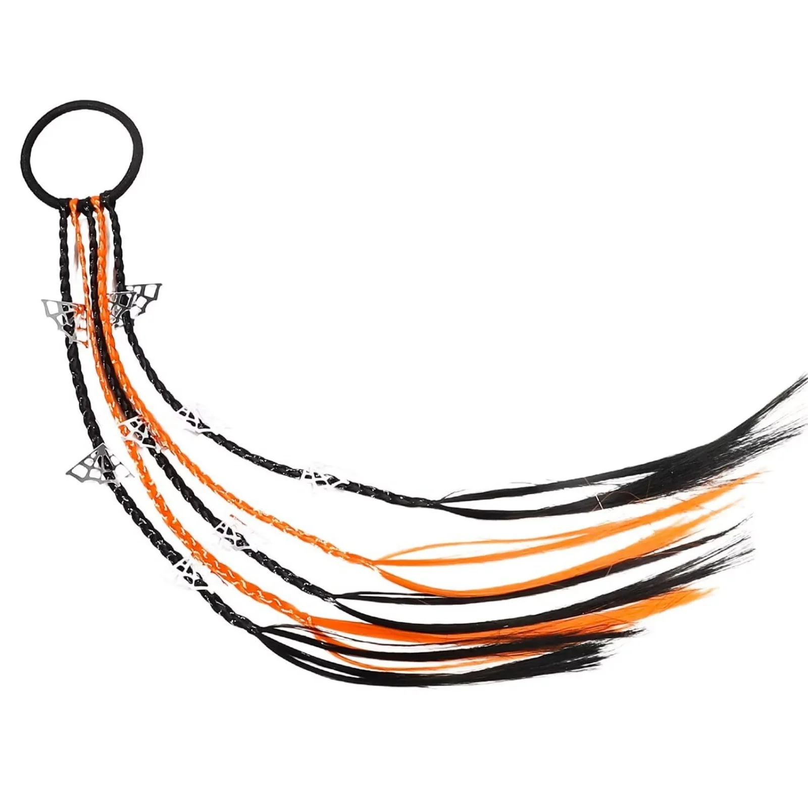 1PC Colorful Halloween Hair Ties: Braided, With Pumpkin And Skull Charms, Perfect For Themed Looks