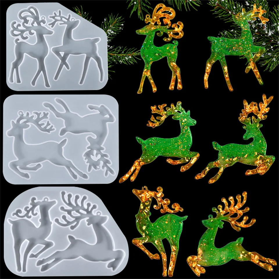 Ornamento di Natale Stampo in silicone Fai da te fatto a mano Albero di Natale Cornice per foto Gesso in resina Artigianato Creazione di regali Stampo Decorazione della casa  15