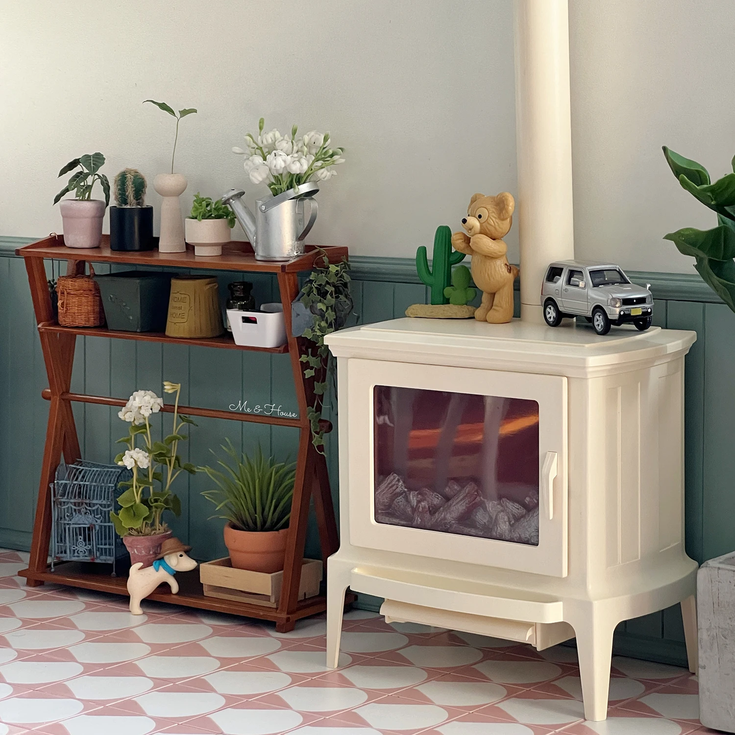 1/6 bjd ob11 miniature dollhouse furniture Mini model Free standing fireplace/simulated flame fireplace 3
