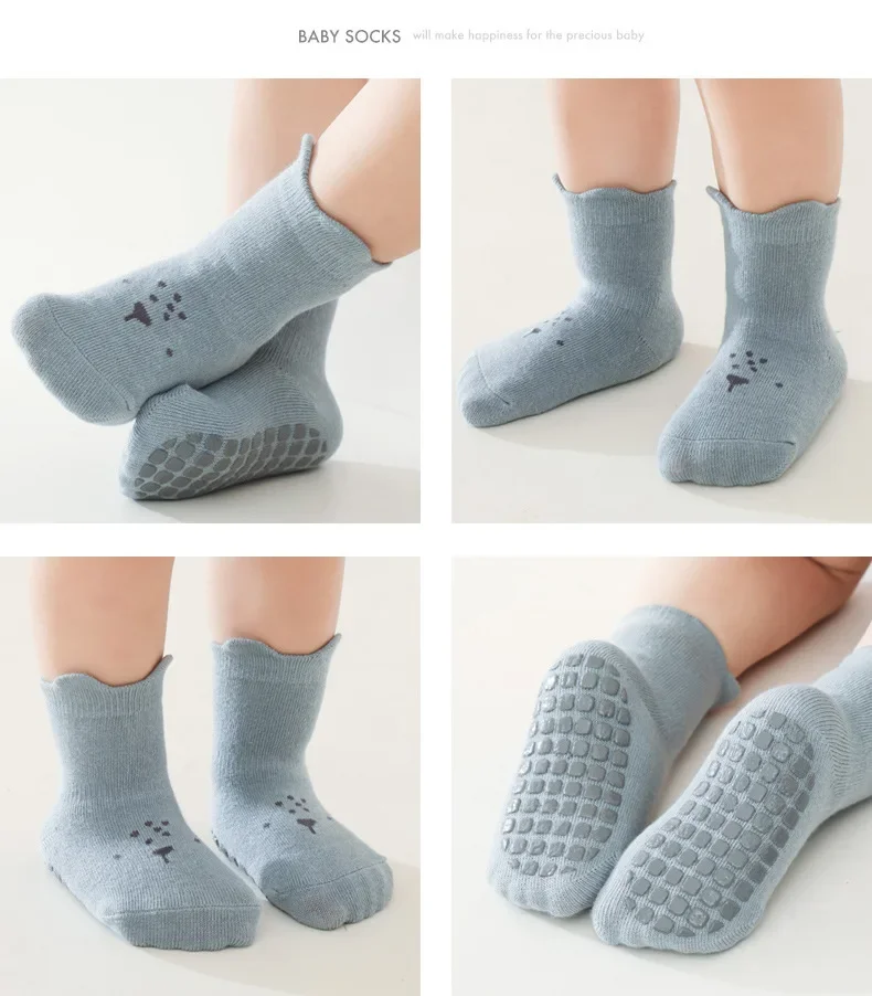 Description Picture 5 of item3/1 Pairs Cartoon Baby Socks Infant Newborn Anti-Slip Cotton Floor Socks For Girls Boys Cute Unisex Rubber Grips Toddler Socken