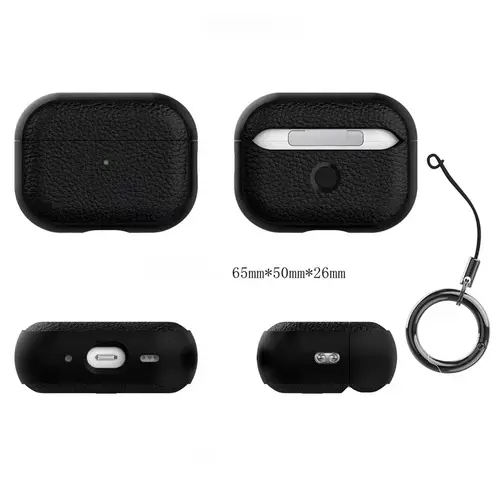Leather Texture Case For Apple Airpods 1 2 3 4 Pro air pods Wrieless Bluetooth Earphone Protective Cover Anti-lost Headphone Bag - Image 2