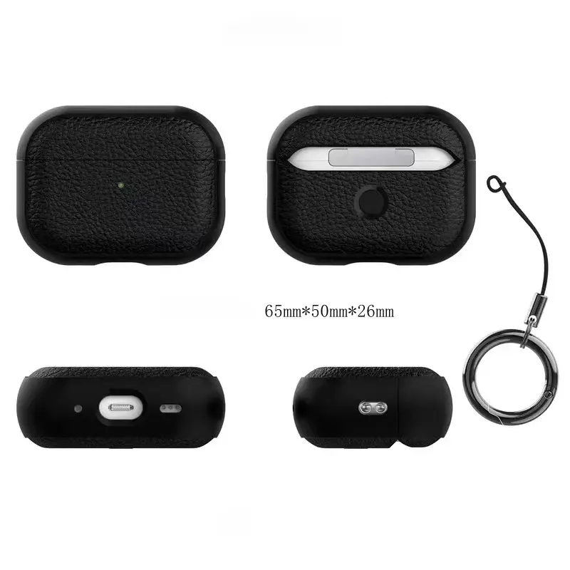 Leather Texture Case For Apple Airpods 1 2 3 4 Pro air pods Wrieless Bluetooth Earphone Protective Cover Anti-lost Headphone Bag - Image 2