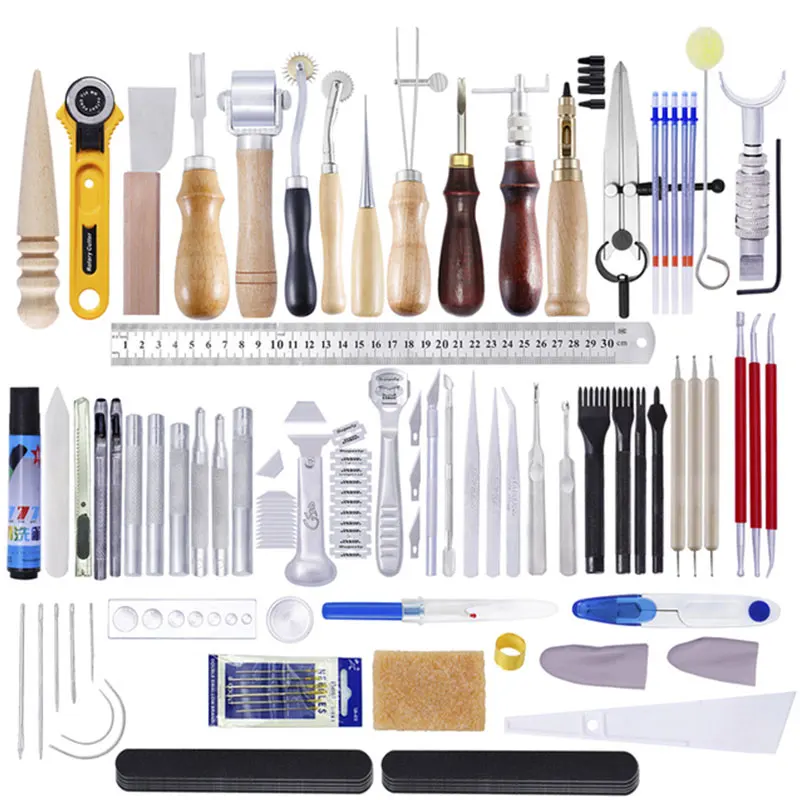 Miusie Leather Kit Leather Craft Tools Set Hand Cutter Carving