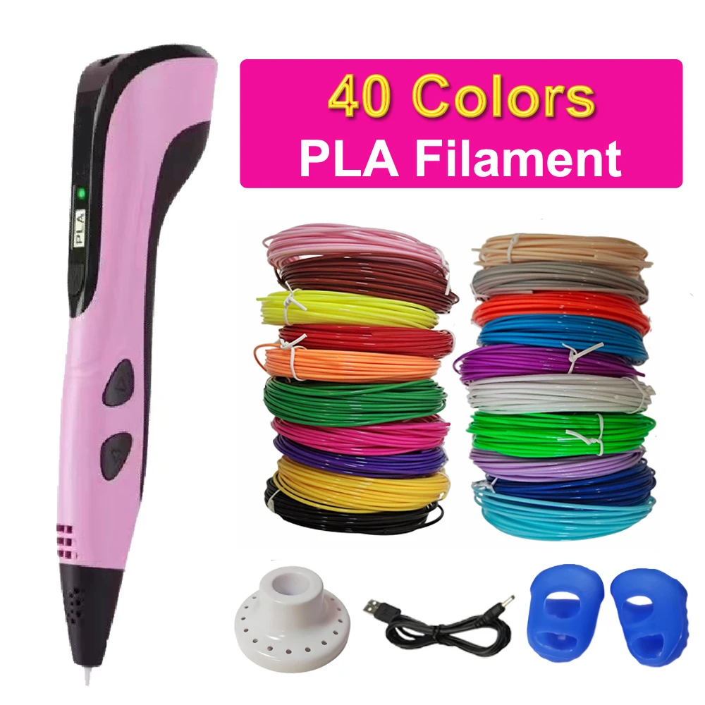 3D 펜 어린이용 40색 PLA 필라멘트 3D 프린팅 펜 어린이 DIY 드로잉 펜..
