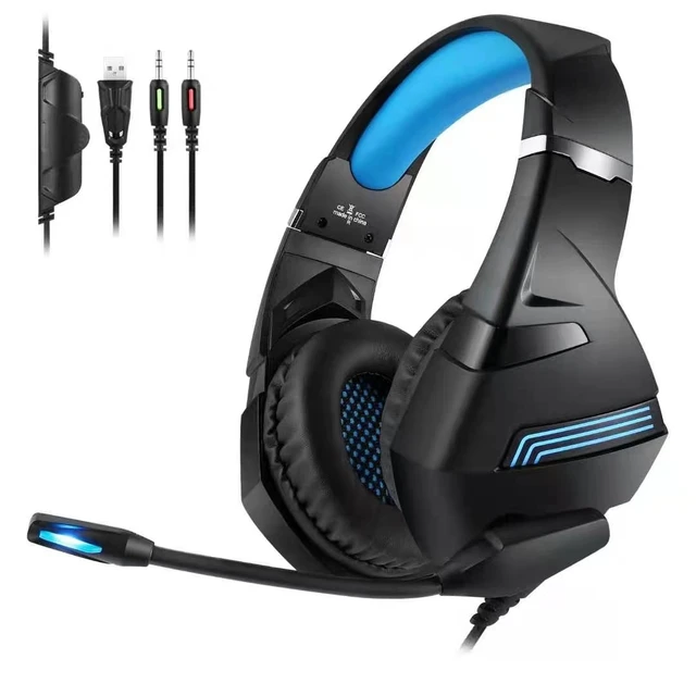 Professional Led Light Wired Gaming Headphones With Microphone For