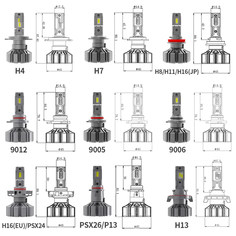 4300K S5 60W 6000LM H7 H11 9005 9006 LED Bulb Light Lamp H4 H7 H8 9005 9006 9012 Car Led Headlight Kits Fog Light for Bmw
