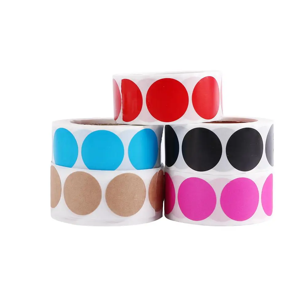 500 pezzi/rotolo, articoli per ufficio e scuola, adesivi con marchio verde, etichette colorate, adesivi con etichette a punti, adesivi con etichette Chroma - immagine 6
