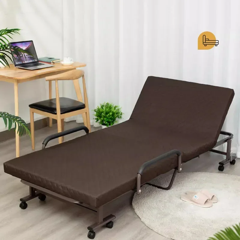 Modern Single Folding Bed Luxury Girls Metal Design Beauty Bed Space Saving Safe Portable Camping Cama Office Furniture