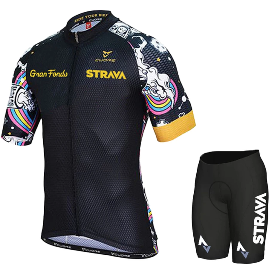 2024 Strvav New Men's Cycling Set Road Bicycle Breathable Cycling Suit Bib Shorts Cycling Set Summer Cycling Team Training Suit 6