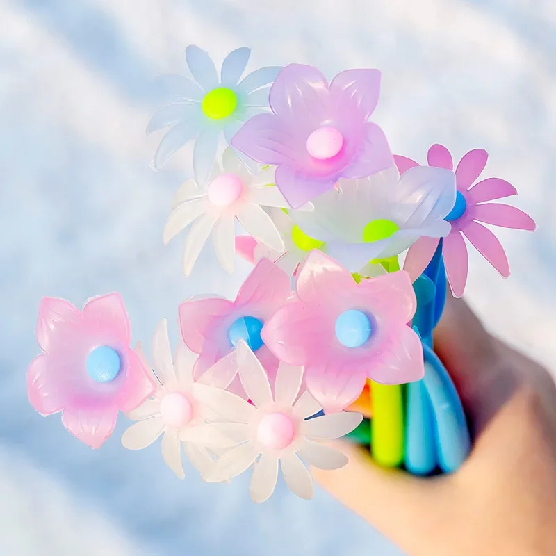 Creative Flowers Meet Light and Change Color Gel Pen Silicone Material Kawaii Student Exam Office Writing Signature Supplies modern drawers office desks executive light storage writing conference gaming desk computer biurka komputerowe office supplies