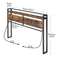 Headboard Queen Size, Headboard with 2 Outlets and 4 USB Ports, Adjustable Height, Storage Rack, Sturdy and Stable 3