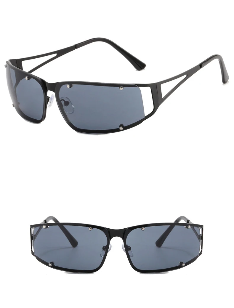 Damenmode Hohle Sonnenbrille Retro Neue Persönlichkeit Straßenfoto Sonnenbrille y2k Steampunk Luxus Klare Linse Trending Shades – Detail 8