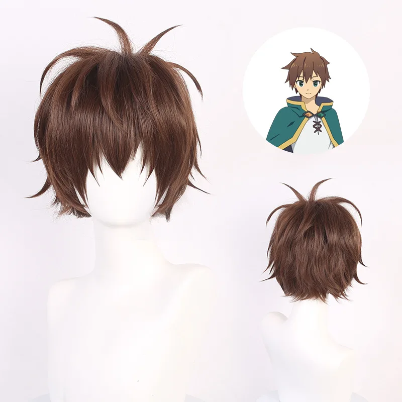 

Synthetic Wig 23CM Men'S Short Brown Hair Wig Anime Cosplay Daily Party Heat Resistant