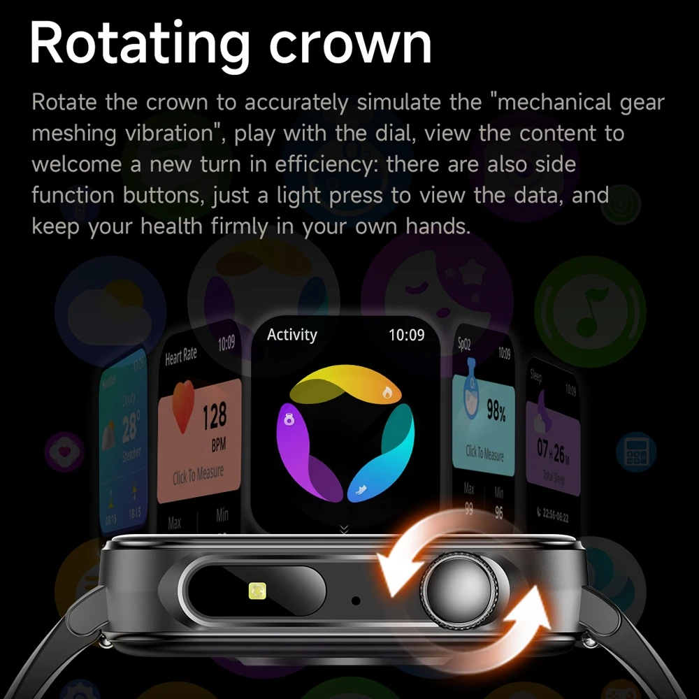 Type-C Fast Charging Smart Watch Men Women Health Manager Bluetooth Call LED Flashlight Waterproof Sport Fitness Smartwatches