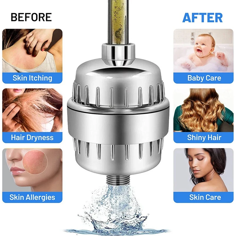 20-Stage Showerhead Filter Water Filter Shower For Hard Water Shower With 2 Replaceable Cartridges