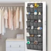 24 Grid Wall-mounted Sundries Shoe Organiser Fabric Closet Bag Storage Rack Mesh Pocket Clear Hanging Over The Door Cloth Box 6