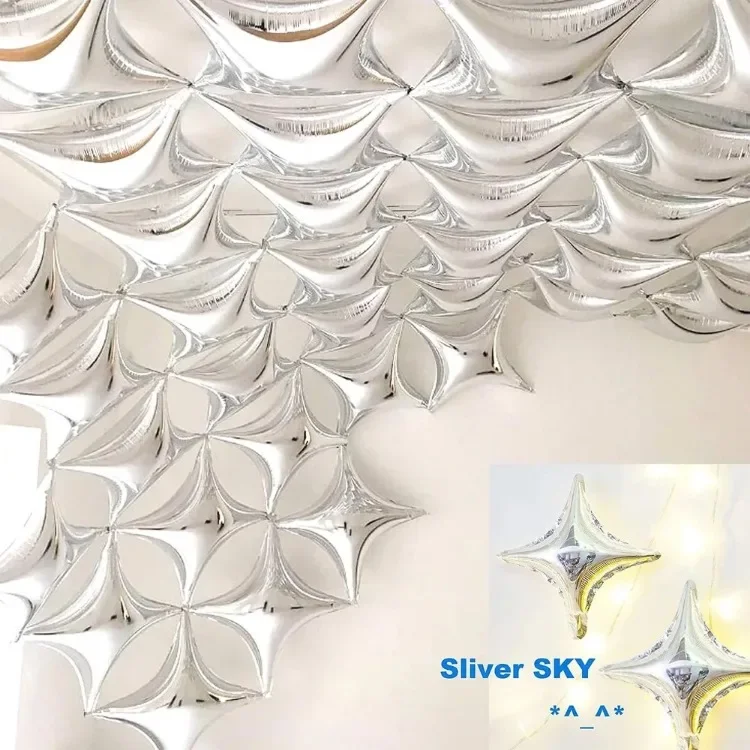 20/40 Stück 25,4 cm Gold Silber vierzackiger Stern funkelnder Stern Geburtstagsfeier Babyparty Hochzeitsdekoration Folienballon-Set – Detail 2
