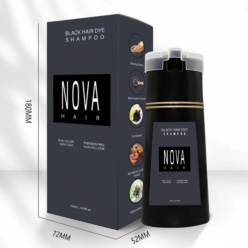 Nova Hair Dye Shampoo Quick Coloring Natural Harmless Cover White Grey Shampoo 3-in-1 Cleaning Nourishing Hair Dye Product 3