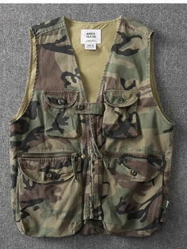 Gilet tattico mimetico militare per uomo Gilet da pesca cargo multitasche |   Giacca da lavoro senza maniche da combattimento per caccia all'aperto