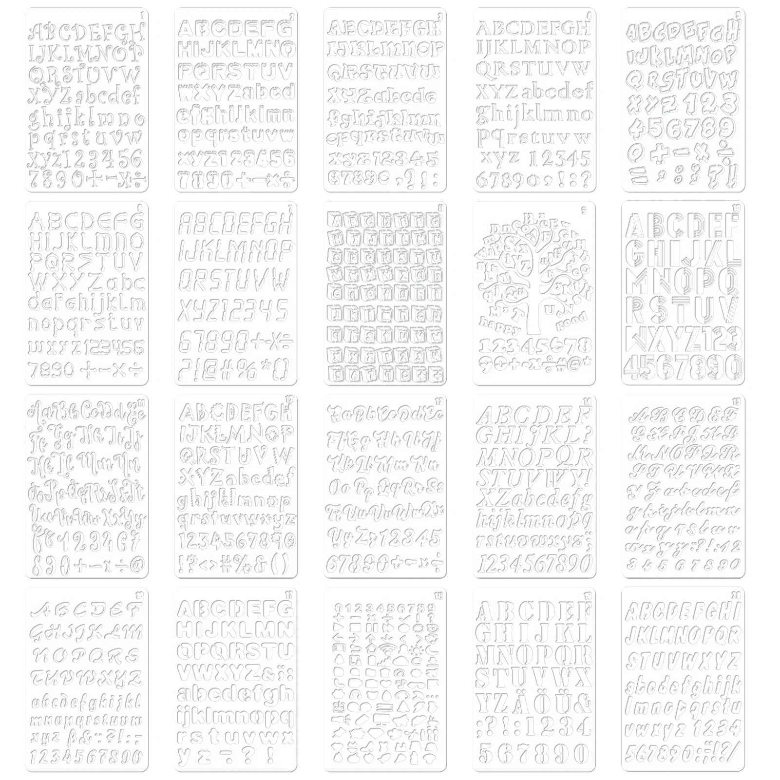 

Трафарет с буквами «сделай сам», Легкая очистка пластика для рисования, блокнот на дереве, с числами, шаблон для рисования, альбома для скрапбукинга, журнала, рукоделия, 20 шт.