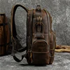 High Quality Bags Men's Leather Backpack Retro Luxury Fashion Style Backpack Travel Backpack School Bag For Men Leather Daypack 2