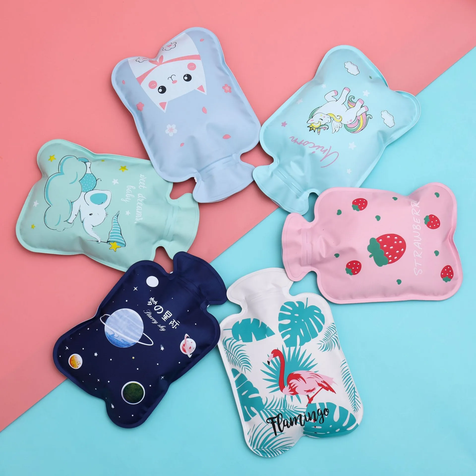

Cute Hand Warmer Hot Water Bag Heat Warm Cartoon Bottle Filling Keeping Coldproof Small Soft Reusable