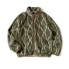 22AW KAPITAL Hiroda Hiroshi Tangcao Fleece Wavy Stripe Zipper Stand Collar Jacket Men's Green Loose Print Coat New 1