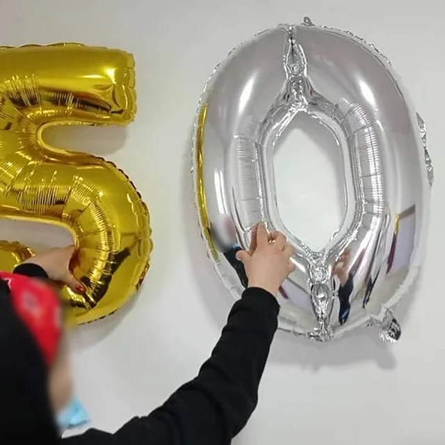 Juego de Globos de aluminio con números dorados, suministros de decoración  para fiestas de cumpleaños, tamaño