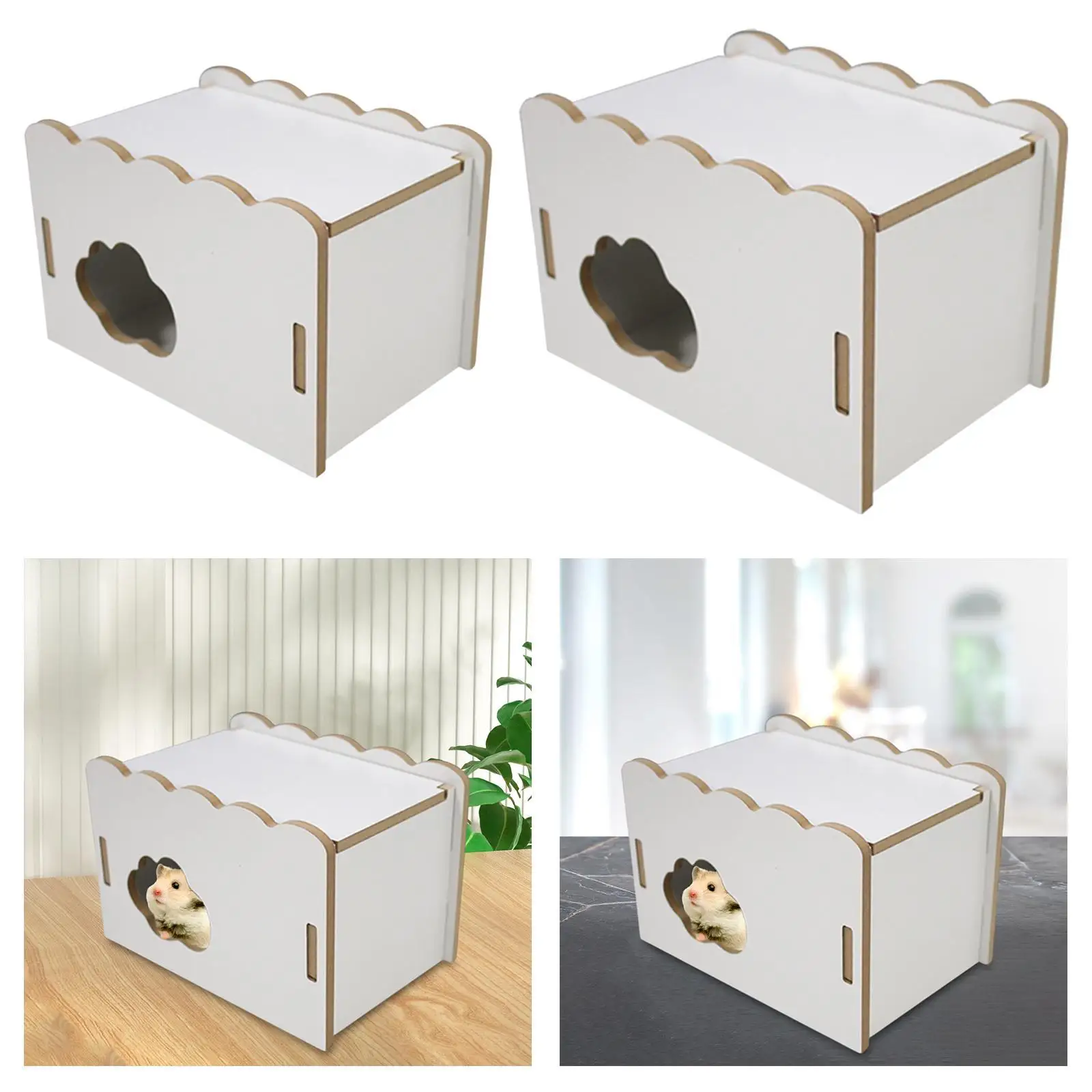Hamster Hideout Wooden House Multipurpose Activity Center Decorative Small Animals Sleeping Hut Habitat Decor Cage Toy for Rat
